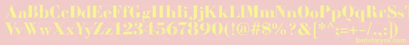 BodoniFragileDirt-Schriftart – Gelbe Schriften auf rosa Hintergrund