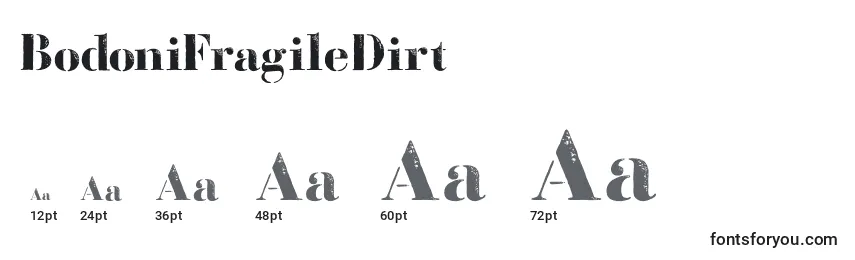 Размеры шрифта BodoniFragileDirt