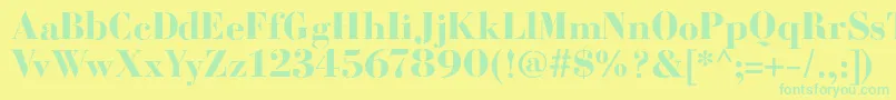 BodoniFragileSharp Font – Green Fonts on Yellow Background