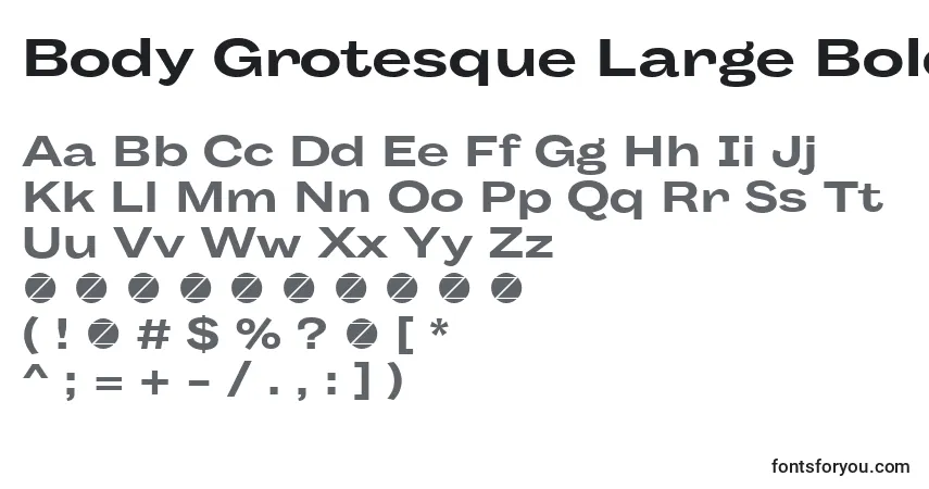 A fonte Body Grotesque Large Bold trial – alfabeto, números, caracteres especiais
