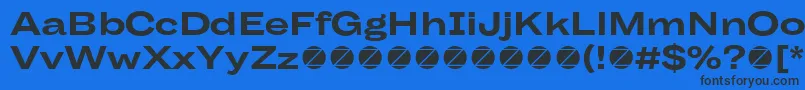 Body Grotesque Large Bold trial-Schriftart – Schwarze Schriften auf blauem Hintergrund