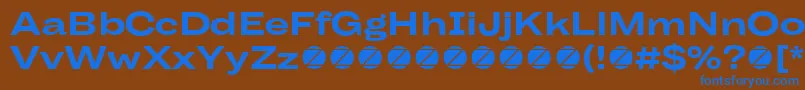 Body Grotesque Large Bold trial-Schriftart – Blaue Schriften auf braunem Hintergrund