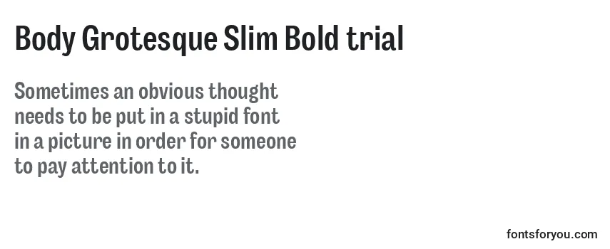 Body Grotesque Slim Bold trial -fontin tarkastelu