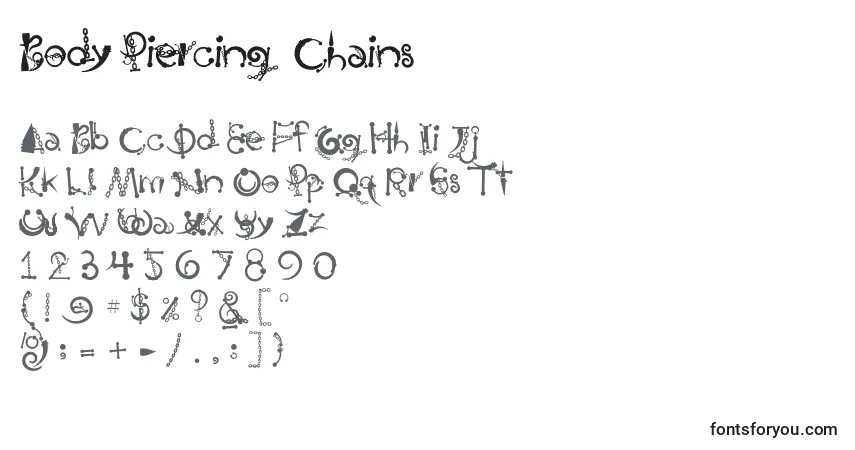 Schriftart Body Piercing  Chains – Alphabet, Zahlen, spezielle Symbole