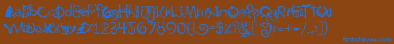 フォントBody Piercing  Chains – 茶色の背景に青い文字
