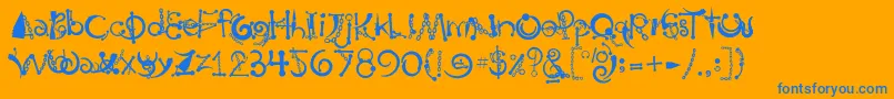 Body Piercing  Chains Font – Blue Fonts on Orange Background