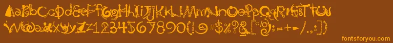 Шрифт Body Piercing  Chains – оранжевые шрифты на коричневом фоне