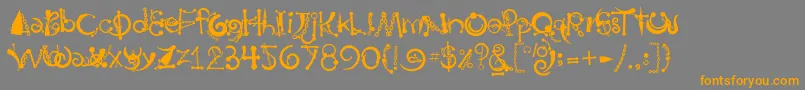 フォントBody Piercing  Chains – オレンジの文字は灰色の背景にあります。