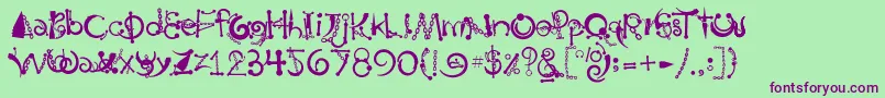 Шрифт Body Piercing  Chains – фиолетовые шрифты на зелёном фоне