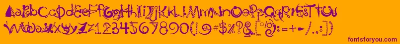 Body Piercing  Chains Font – Purple Fonts on Orange Background