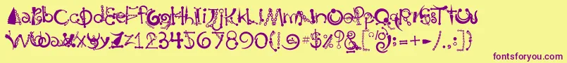 Body Piercing  Chains Font – Purple Fonts on Yellow Background