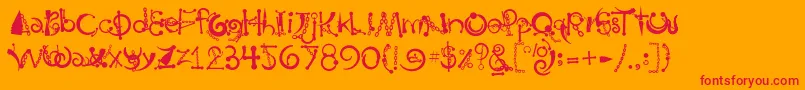 Body Piercing  Chains-Schriftart – Rote Schriften auf orangefarbenem Hintergrund