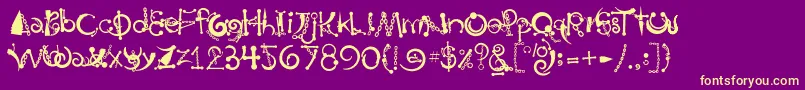 Body Piercing  Chains-fontti – keltaiset fontit violetilla taustalla