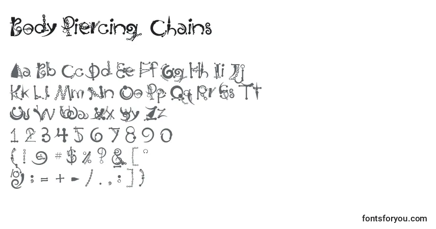 A fonte Body Piercing  Chains (121760) – alfabeto, números, caracteres especiais