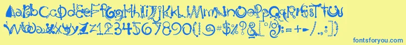 Body Piercing  Chains Font – Blue Fonts on Yellow Background