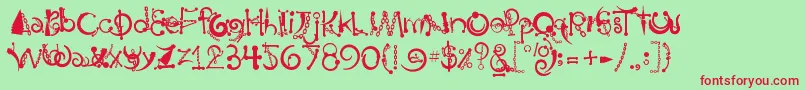 フォントBody Piercing  Chains – 赤い文字の緑の背景