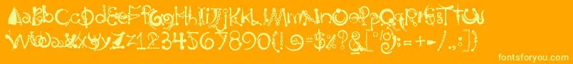 Body Piercing  Chains Font – Yellow Fonts on Orange Background
