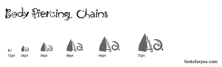 Größen der Schriftart Body Piercing  Chains (121760)