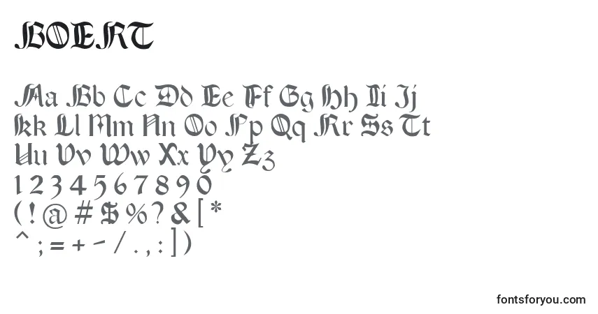 A fonte BOERT    (121765) – alfabeto, números, caracteres especiais