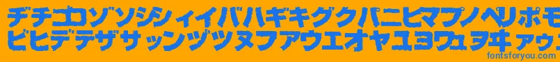 BOG BL  -Schriftart – Blaue Schriften auf orangefarbenem Hintergrund