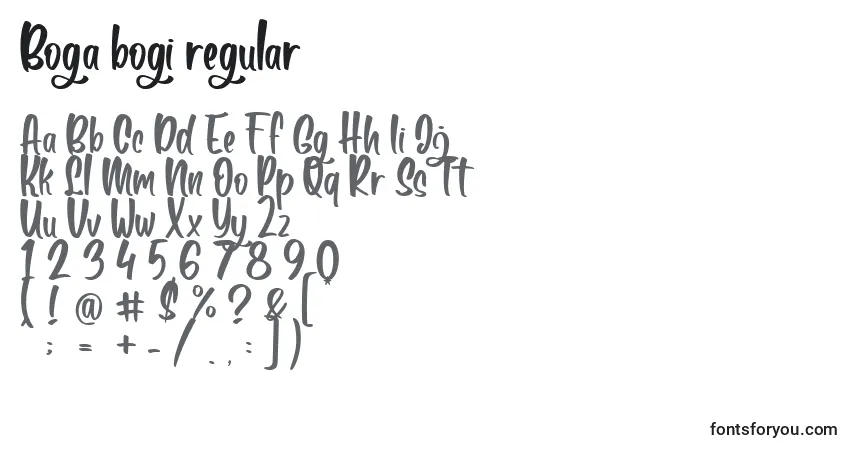 Шрифт Boga bogi regular – алфавит, цифры, специальные символы