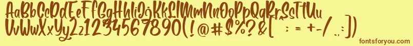 Boga bogi regular Font – Brown Fonts on Yellow Background