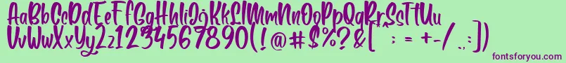 Boga bogi regular Font – Purple Fonts on Green Background