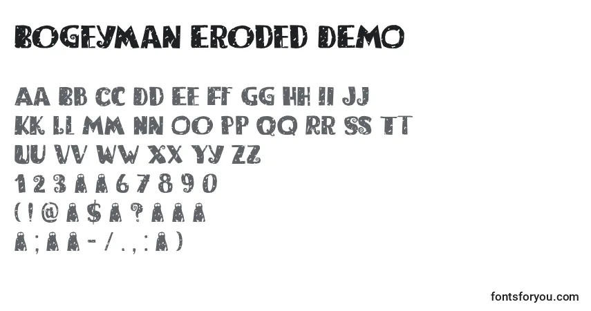 A fonte Bogeyman Eroded DEMO – alfabeto, números, caracteres especiais