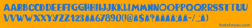 Bogeyman Eroded DEMO Font – Blue Fonts on Orange Background