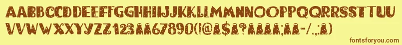 Bogeyman Eroded DEMO Font – Brown Fonts on Yellow Background