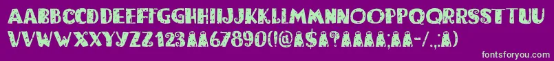 Bogeyman Eroded DEMO Font – Green Fonts on Purple Background