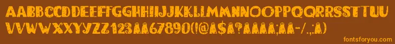 Bogeyman Eroded DEMO Font – Orange Fonts on Brown Background