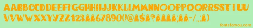 Bogeyman Eroded DEMO Font – Orange Fonts on Green Background