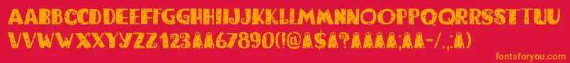 Bogeyman Eroded DEMO Font – Orange Fonts on Red Background