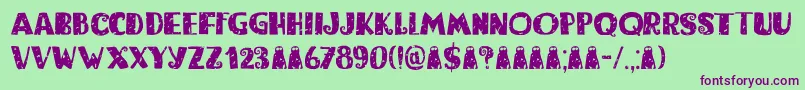 Bogeyman Eroded DEMO Font – Purple Fonts on Green Background