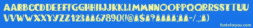 Bogeyman Eroded DEMO Font – Yellow Fonts on Blue Background