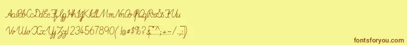 ImransSchoolBフォントについての詳細 フォントImransSchoolB – 茶色の文字が黄色の背景にあります。