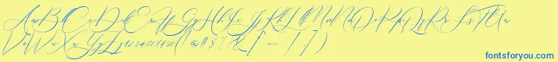 Boheme Floral Font – Blue Fonts on Yellow Background