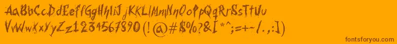 Bohemia-Schriftart – Braune Schriften auf orangefarbenem Hintergrund