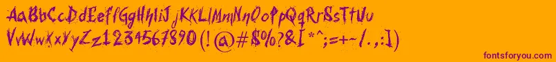 Bohemia-Schriftart – Violette Schriften auf orangefarbenem Hintergrund
