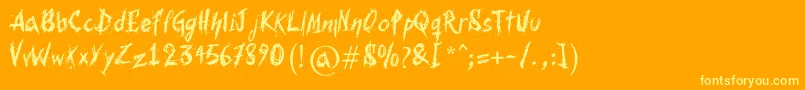 Bohemia-Schriftart – Gelbe Schriften auf orangefarbenem Hintergrund