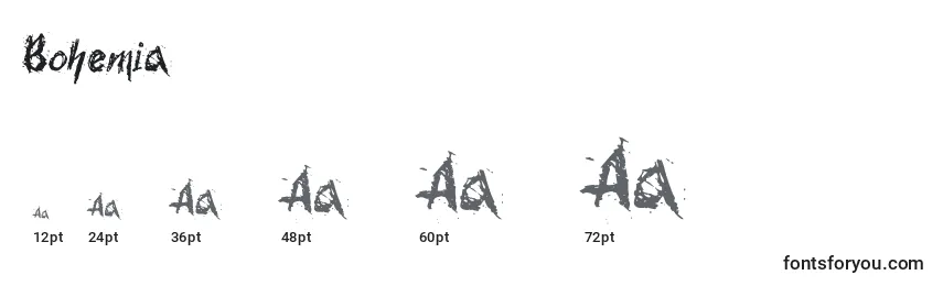 Размеры шрифта Bohemia