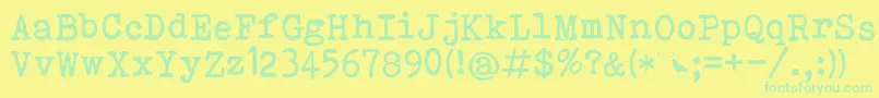 Bohemian Typewriter-Schriftart – Grüne Schriften auf gelbem Hintergrund