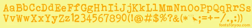 Bohemian Typewriter Font – Orange Fonts on Yellow Background