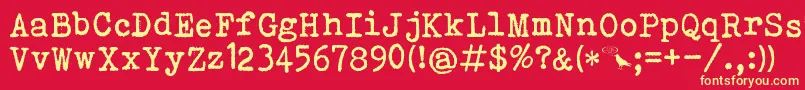 Bohemian Typewriter Font – Yellow Fonts on Red Background