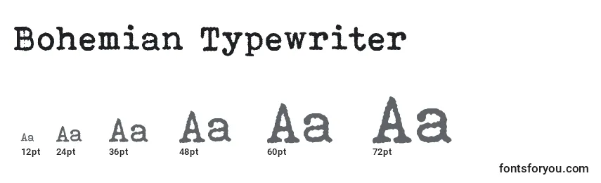 Размеры шрифта Bohemian Typewriter