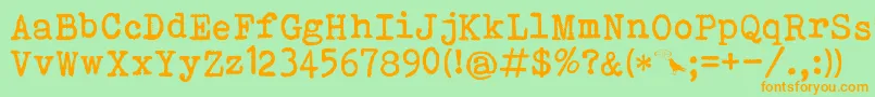 Bohemian Typewriter Font – Orange Fonts on Green Background