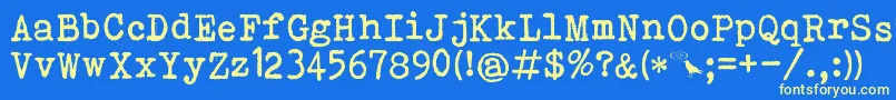 Bohemian Typewriter Font – Yellow Fonts on Blue Background