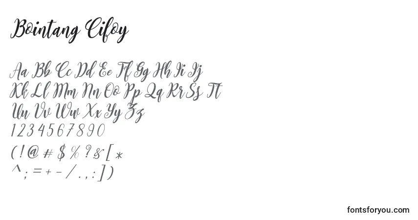 Czcionka Bointang Cifoy – alfabet, cyfry, specjalne znaki