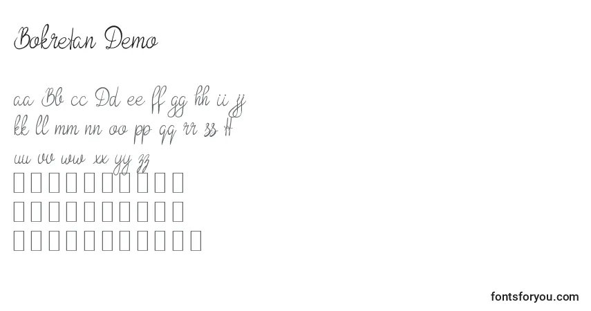 Bokretan Demo Font – alphabet, numbers, special characters